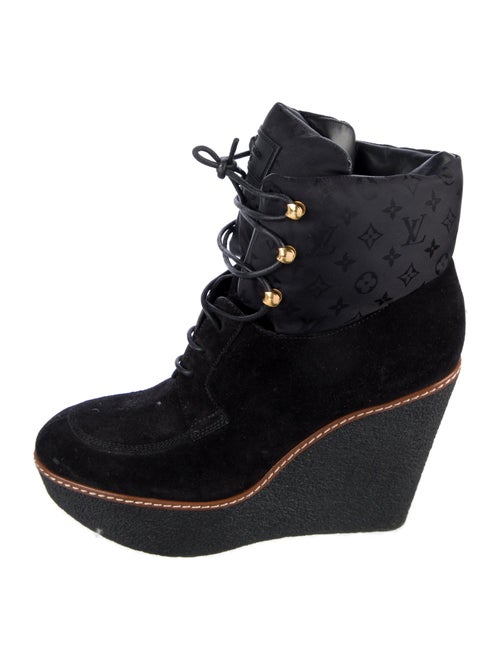 Louis Vuitton LV Monogram Suede Lace-Up Boots