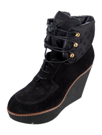 Louis Vuitton LV Monogram Suede Lace-Up Boots
