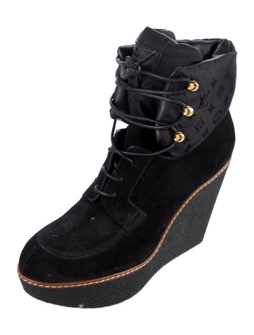 Louis Vuitton LV Monogram Suede Lace-Up Boots