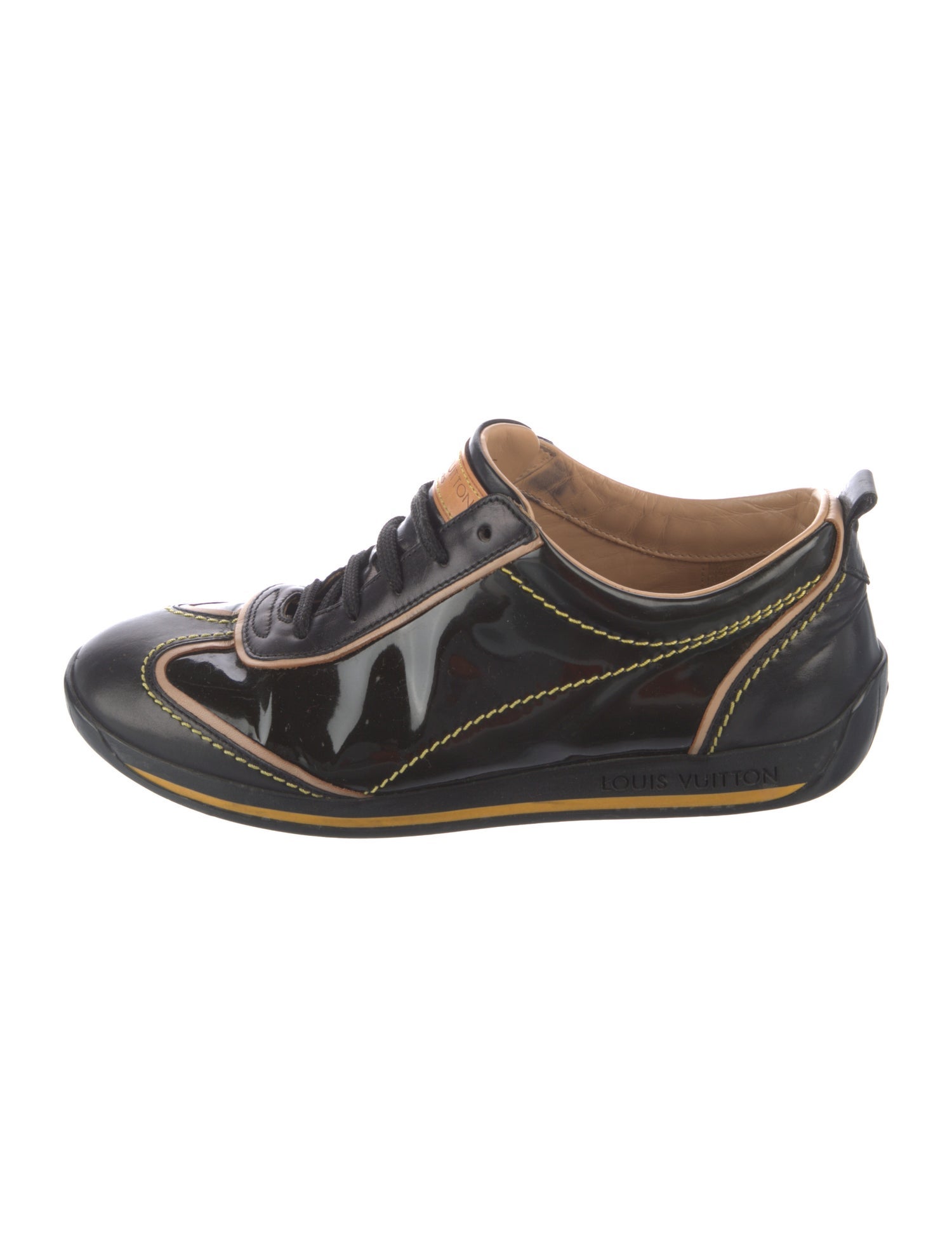 Louis Vuitton Patent Leather Striped Athletic Sneakers