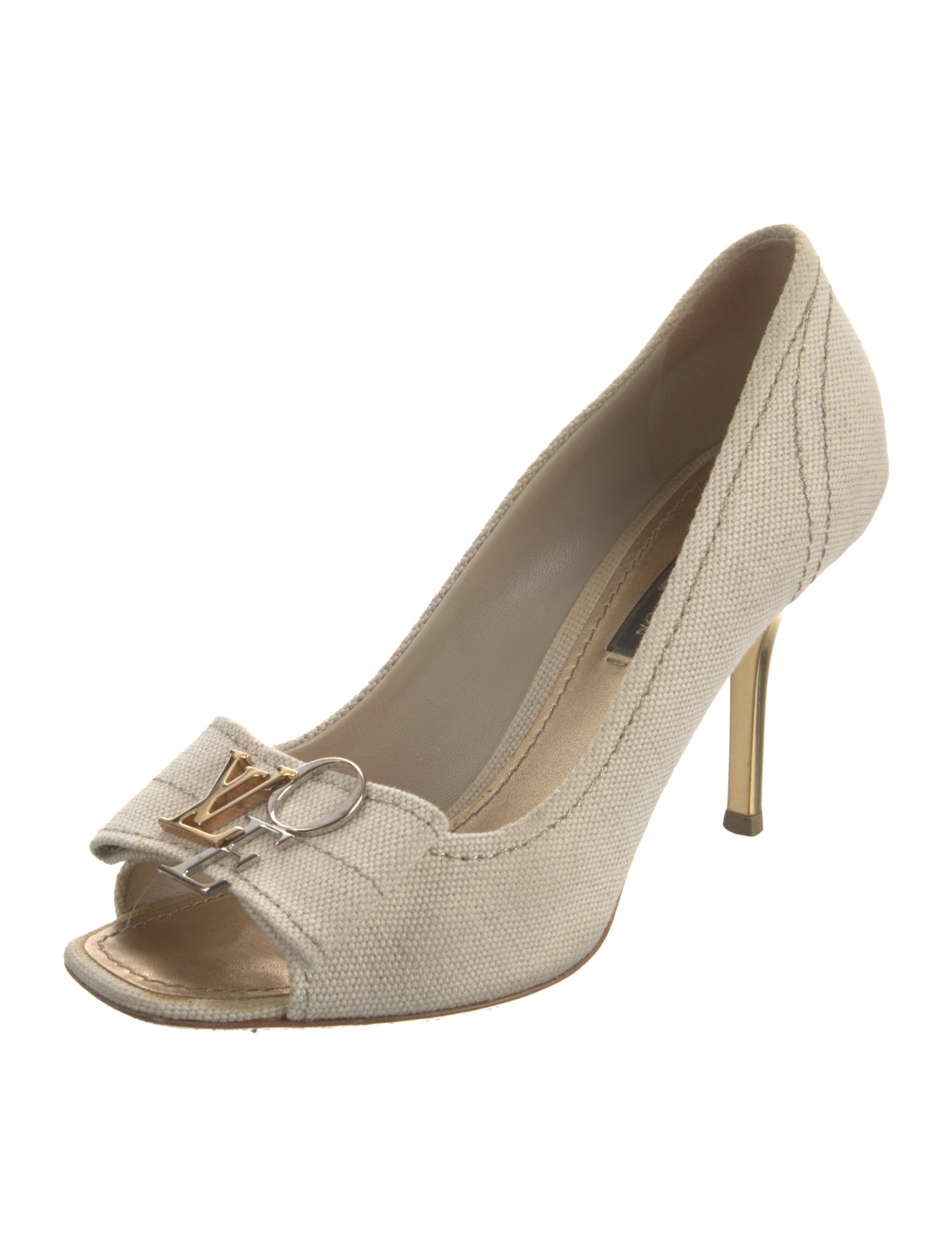 Louis Vuitton Canvas Bow Accents Pumps
