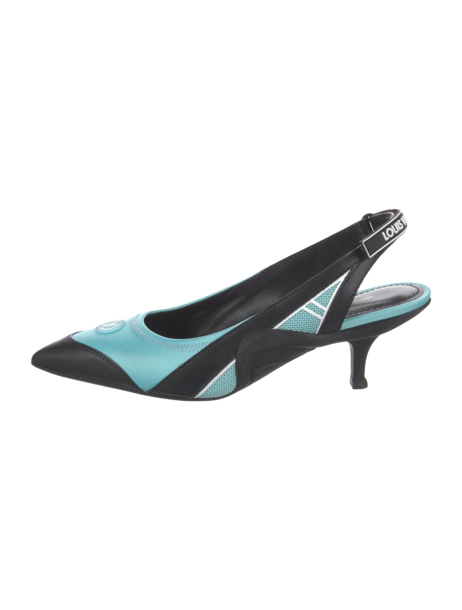 Louis Vuitton Satin Colorblock Pattern Slingback Pumps