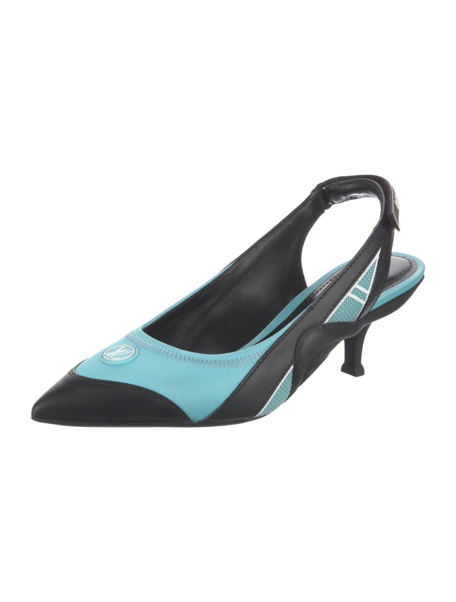 Louis Vuitton Satin Colorblock Pattern Slingback Pumps