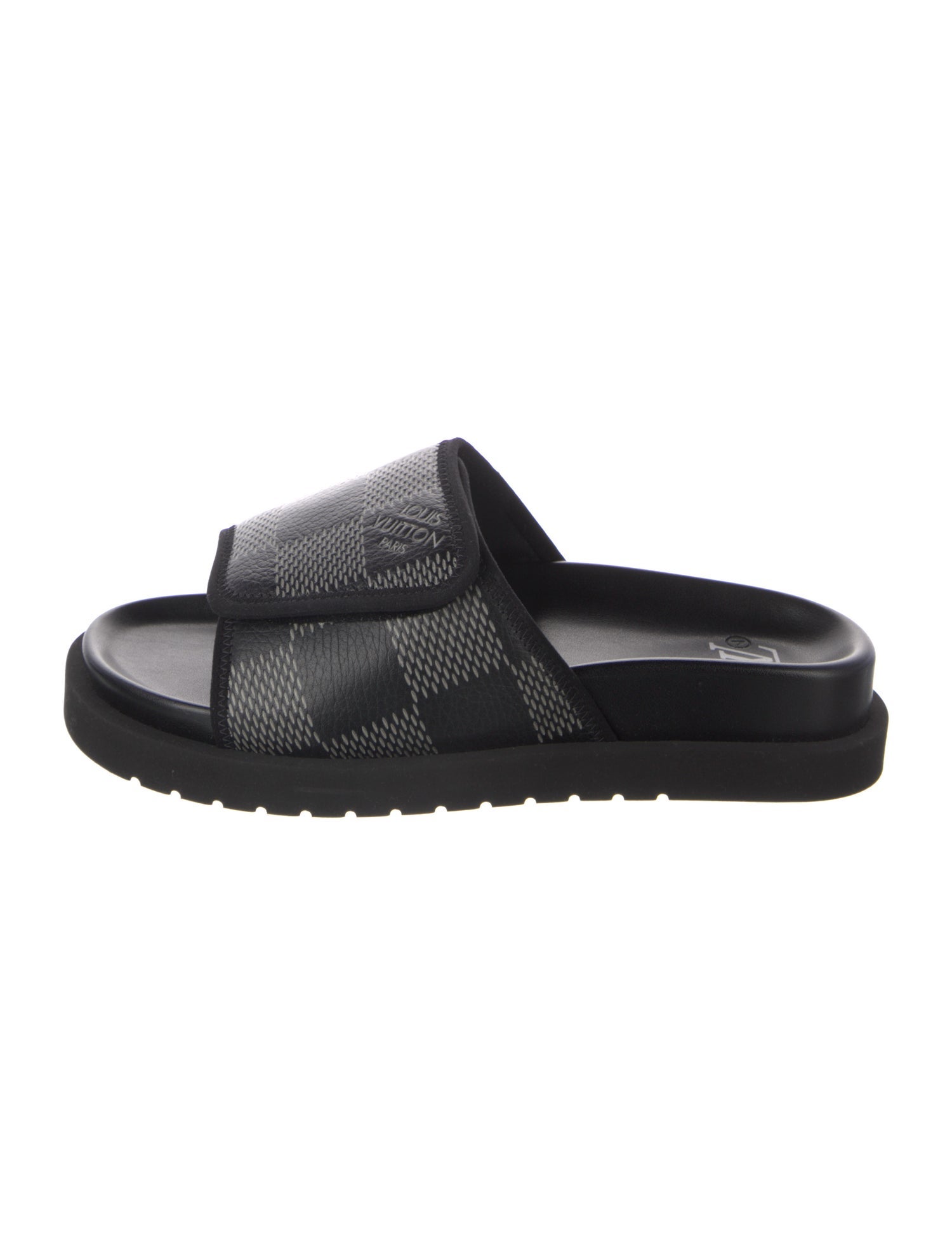 Louis Vuitton Leather Plaid Print Slides