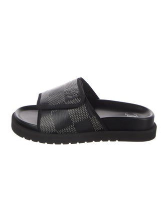 Louis Vuitton Leather Plaid Print Slides