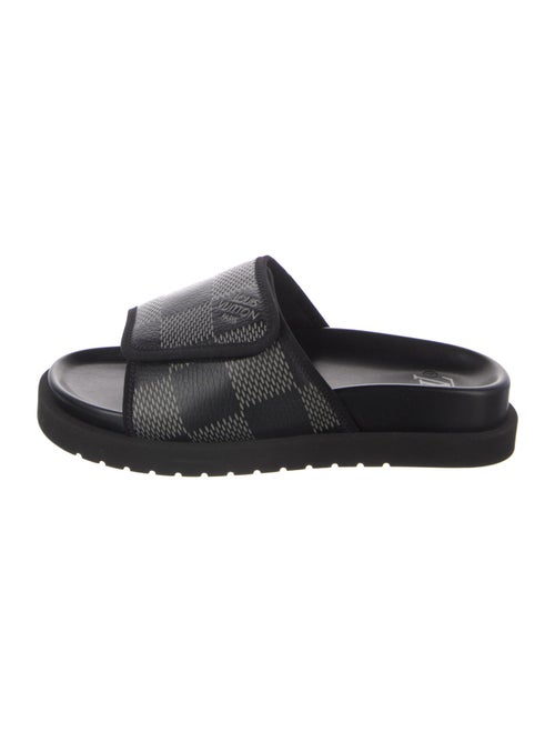 Louis Vuitton Leather Plaid Print Slides
