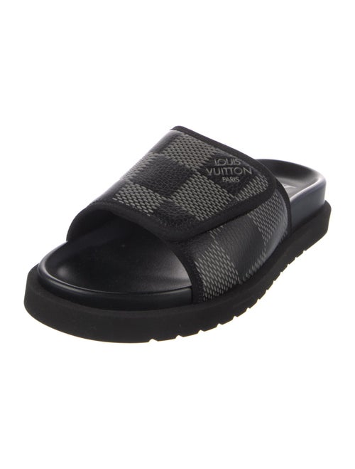 Louis Vuitton Leather Plaid Print Slides
