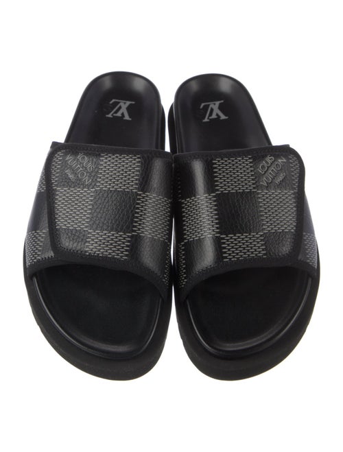 Louis Vuitton Leather Plaid Print Slides