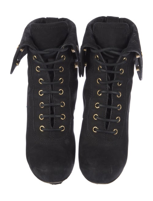 Louis Vuitton Monogram Pattern Suede Lace-Up Boots