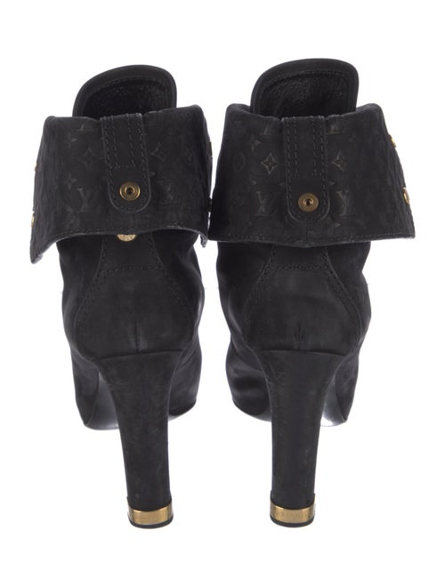 Louis Vuitton Monogram Pattern Suede Lace-Up Boots