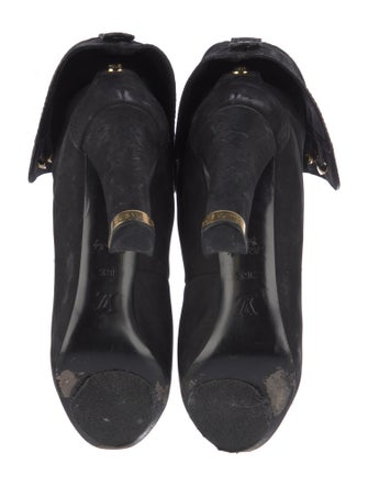 Louis Vuitton Monogram Pattern Suede Lace-Up Boots