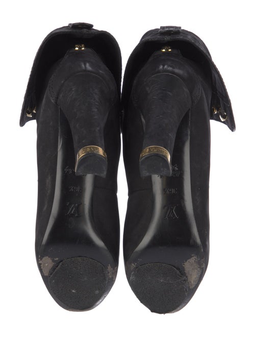 Louis Vuitton Monogram Pattern Suede Lace-Up Boots