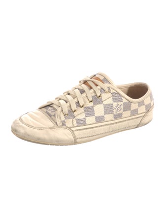 Louis Vuitton Damier Azur Pattern Leather Trim Embellishment Sneakers