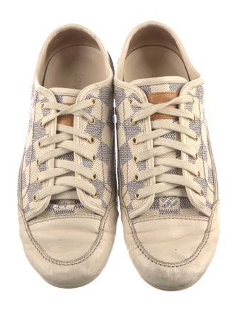 Louis Vuitton Damier Azur Pattern Leather Trim Embellishment Sneakers