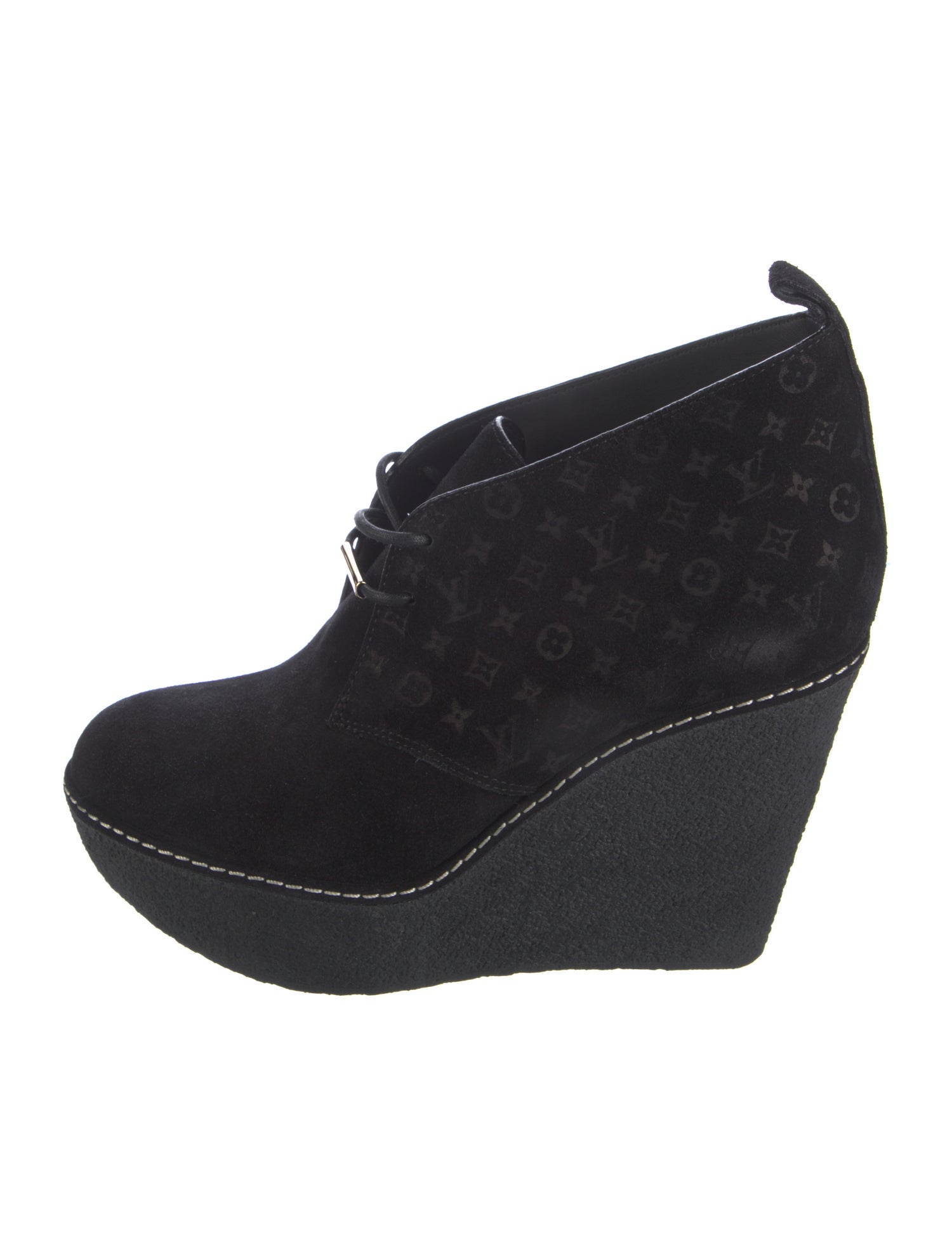 Louis Vuitton LV Monogram Suede Lace-Up Boots