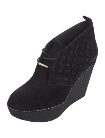 Louis Vuitton LV Monogram Suede Lace-Up Boots
