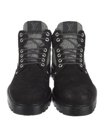 Louis Vuitton LV Monogram Suede Lace-Up Boots