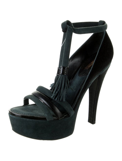 Louis Vuitton Suede Tassel Accents T-Strap Pumps