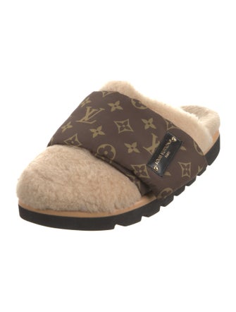Louis Vuitton LV Monogram Shearling Slides