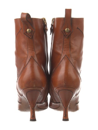 Louis Vuitton Leather Printed Lace-Up Boots