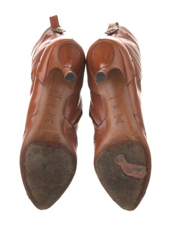 Louis Vuitton Leather Printed Lace-Up Boots