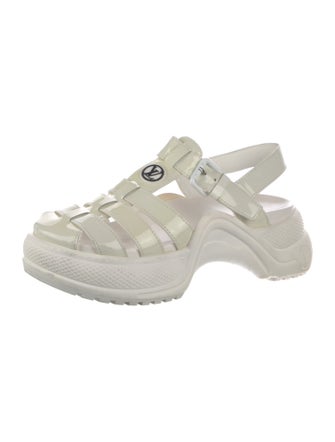 Louis Vuitton LV Monogram Patent Leather T-Strap Sandals