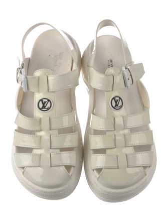Louis Vuitton LV Monogram Patent Leather T-Strap Sandals