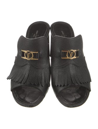 Louis Vuitton Signature Logo Leather Slides