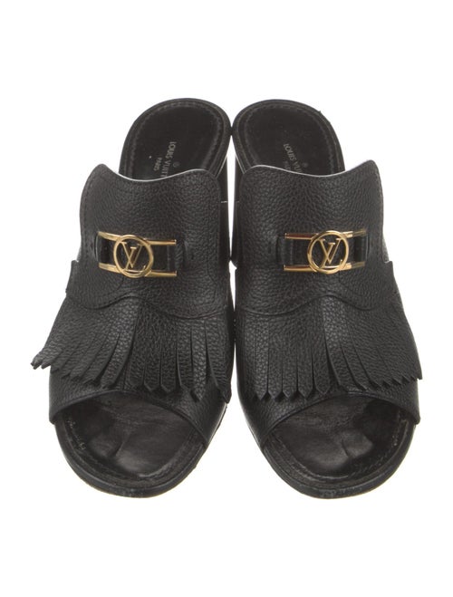 Louis Vuitton Signature Logo Leather Slides