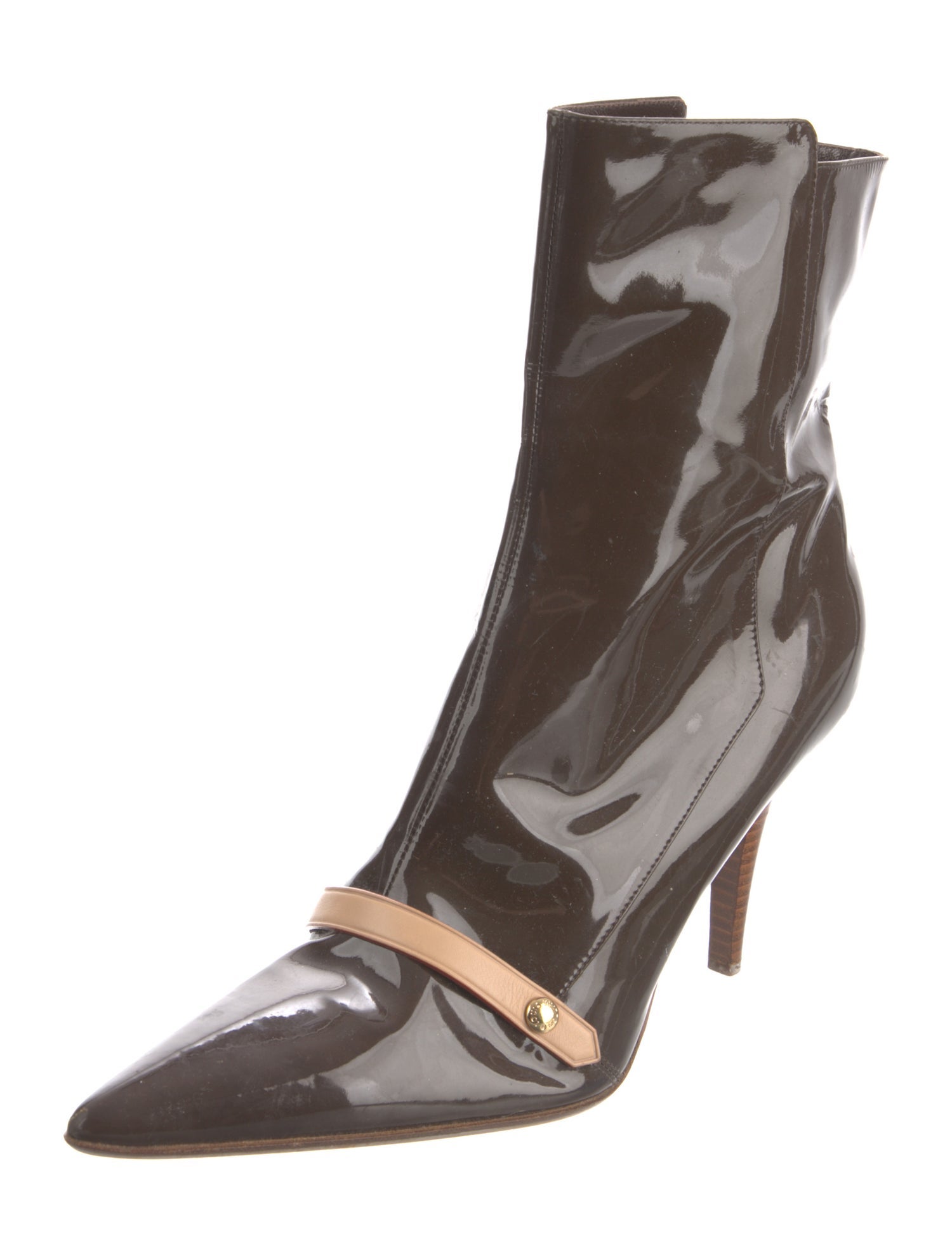 Louis Vuitton Monogram Pattern Patent Leather Boots
