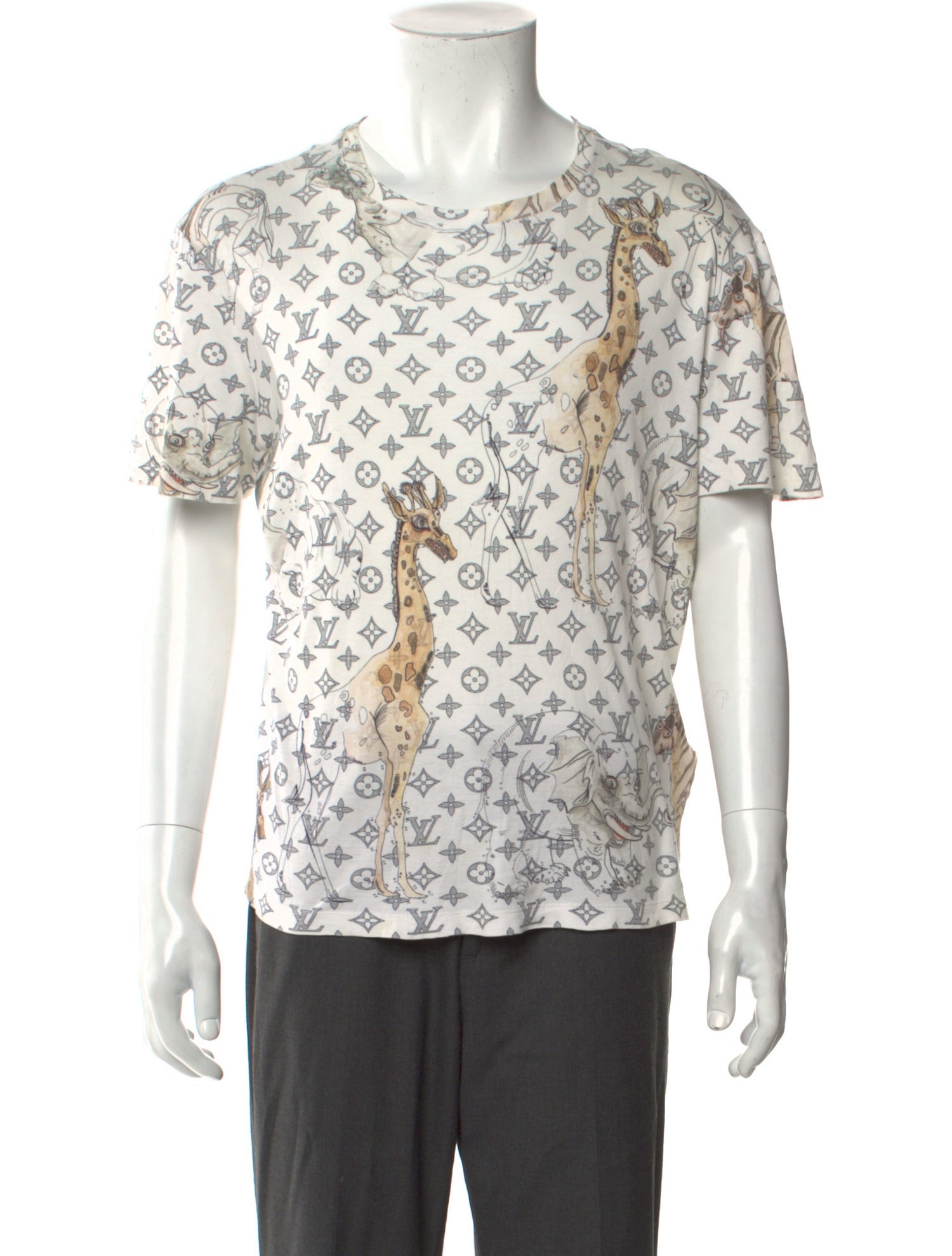 Louis Vuitton Printed V-Neck T-Shirt