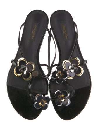 Louis Vuitton Patent Leather Beaded Accents Slides