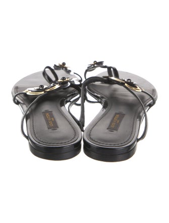 Louis Vuitton Patent Leather Beaded Accents Slides