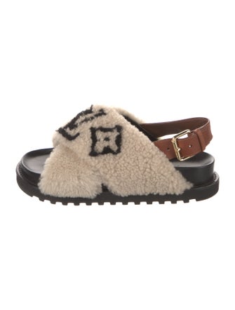 Louis Vuitton LV Monogram Shearling Slingback Sandals