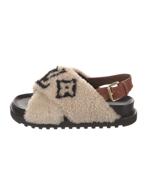 Louis Vuitton LV Monogram Shearling Slingback Sandals