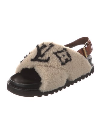 Louis Vuitton LV Monogram Shearling Slingback Sandals