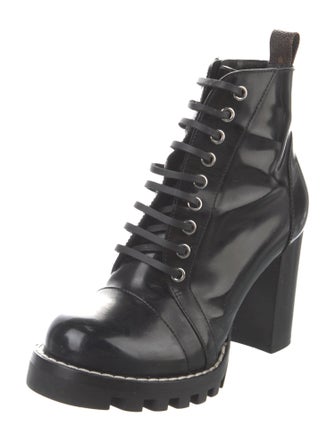 Louis Vuitton LV Monogram Patent Leather Lace-Up Boots