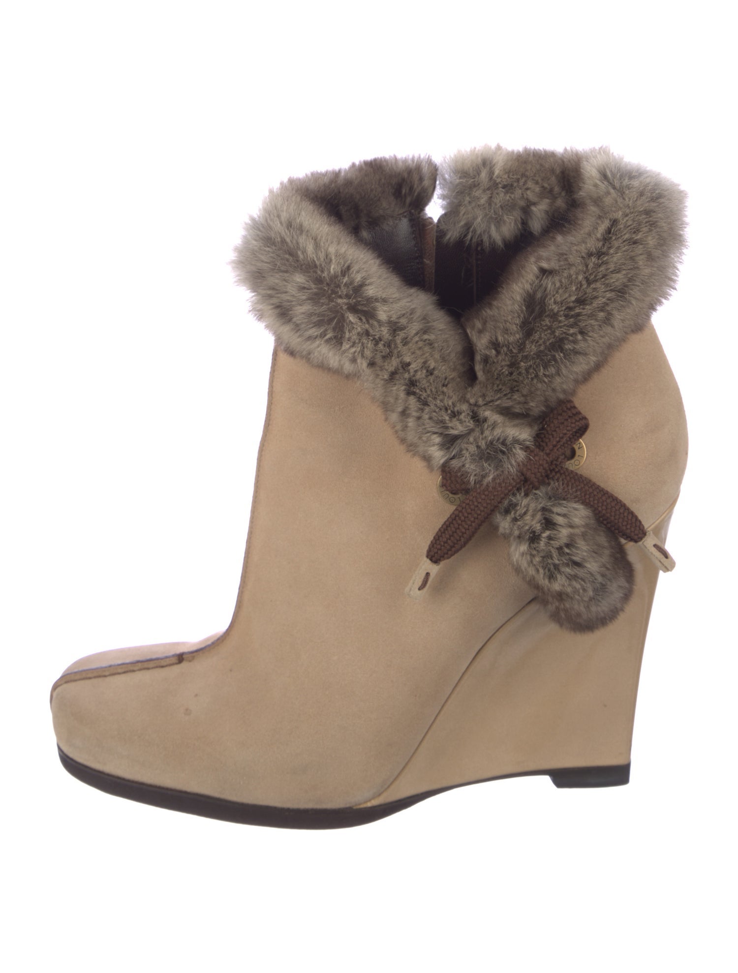 Louis Vuitton Suede Fur Trim Boots