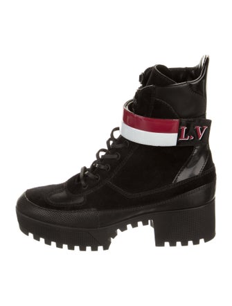 Louis Vuitton Suede Striped Combat Boots