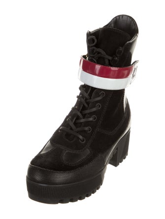 Louis Vuitton Suede Striped Combat Boots