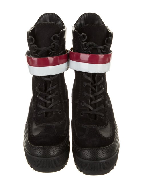 Louis Vuitton Suede Striped Combat Boots