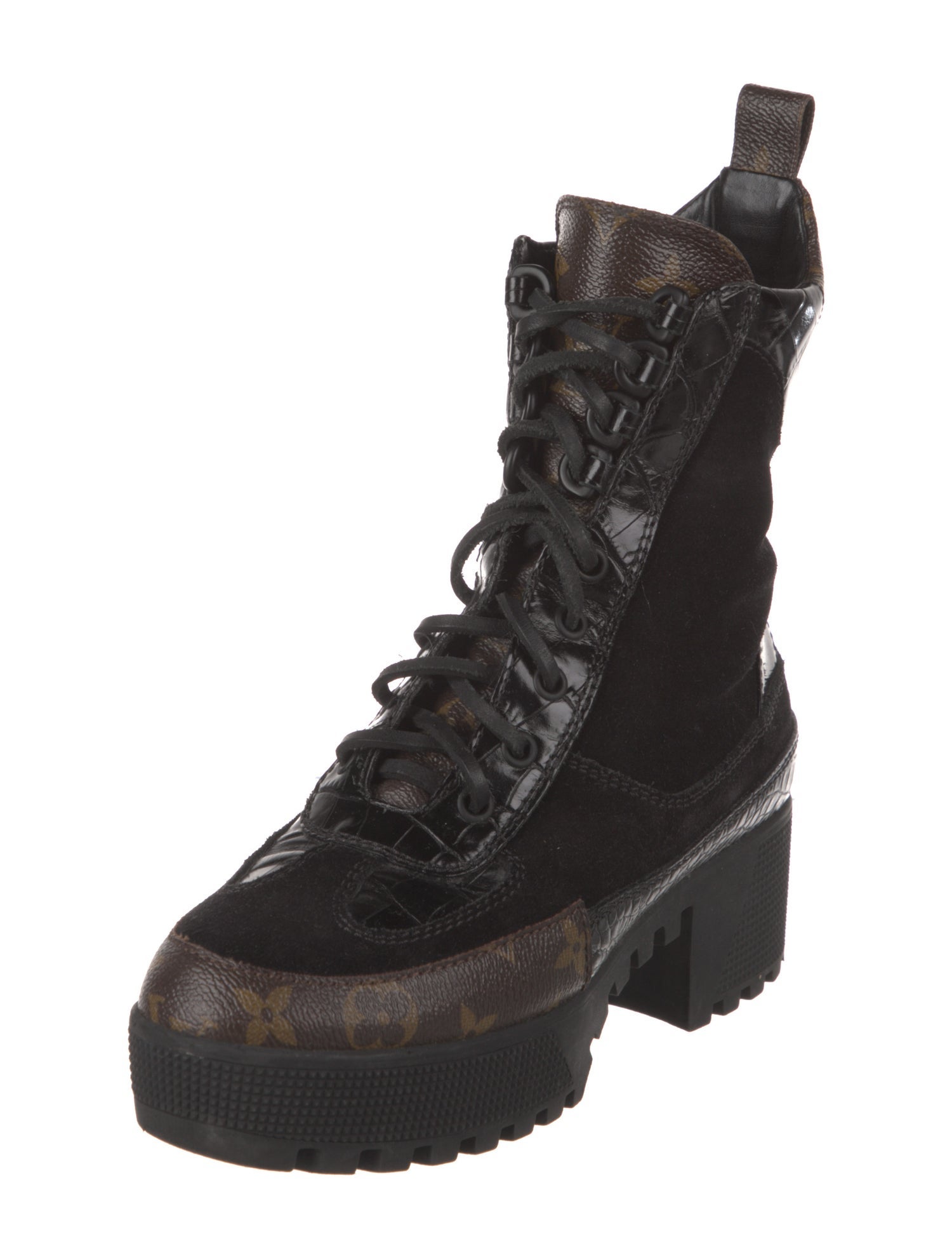 Louis Vuitton LV Monogram Suede Combat Boots