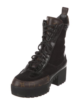 Louis Vuitton LV Monogram Suede Combat Boots