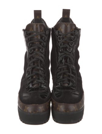 Louis Vuitton LV Monogram Suede Combat Boots