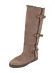 Louis Vuitton Suede Fur Trim Riding Boots