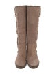 Louis Vuitton Suede Fur Trim Riding Boots