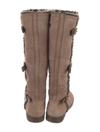 Louis Vuitton Suede Fur Trim Riding Boots