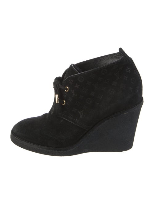 Louis Vuitton Monogram Pattern Suede Lace-Up Boots