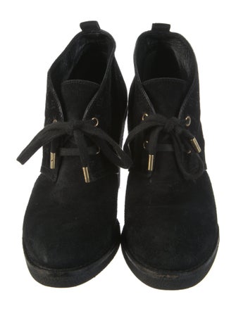 Louis Vuitton Monogram Pattern Suede Lace-Up Boots