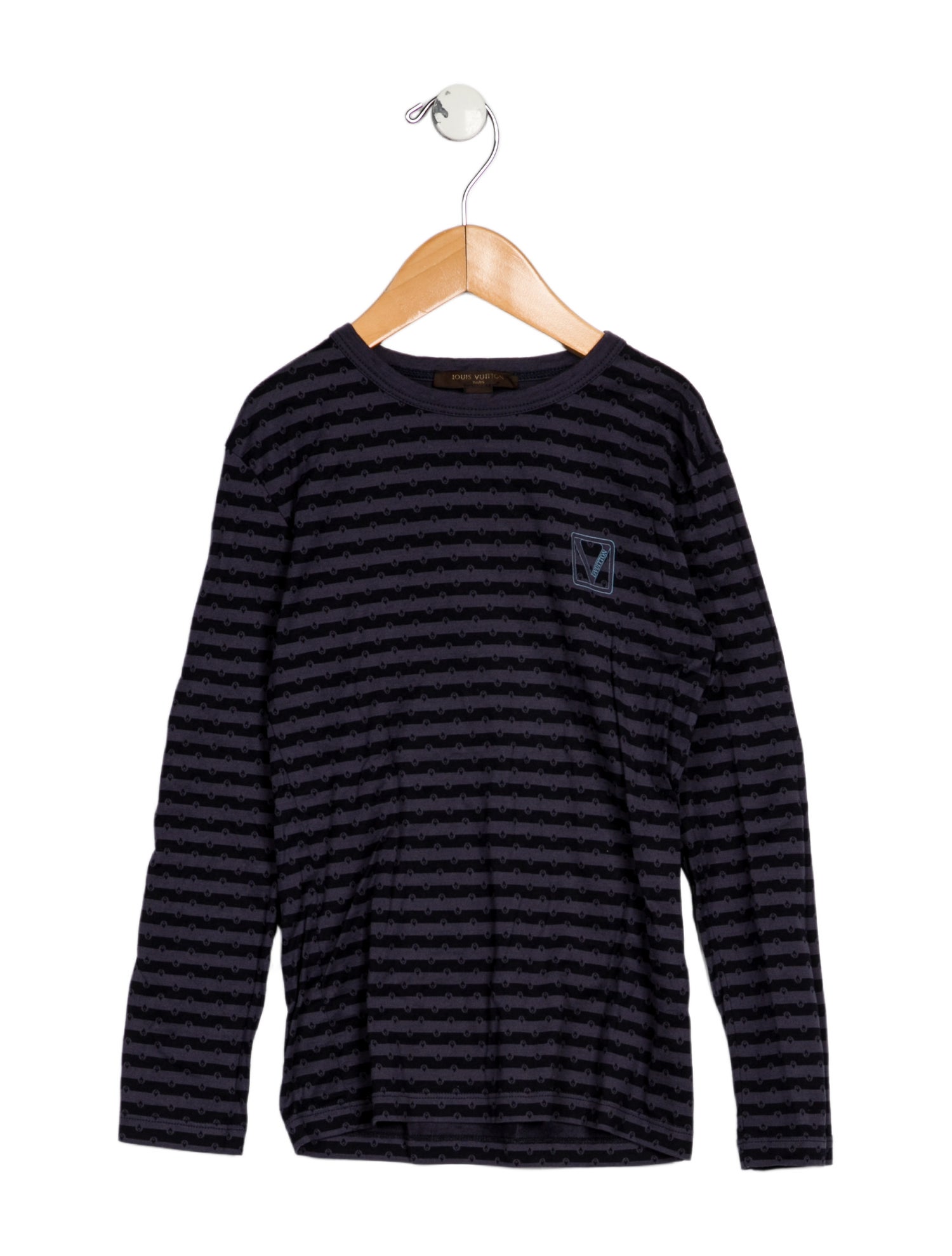 Louis Vuitton Boys' Long Sleeve Crew Neck Striped Shirt